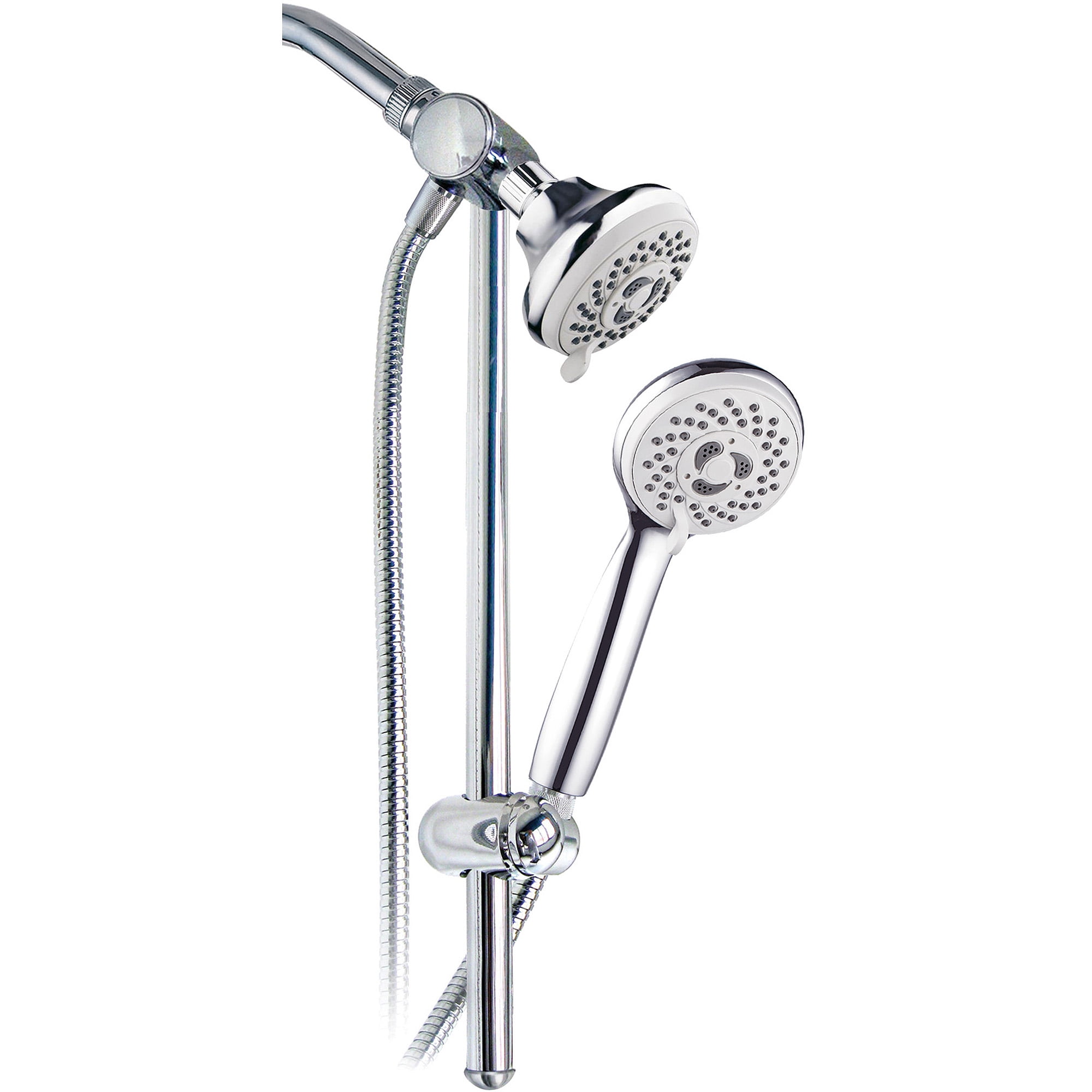 Duttao DT5611CP Drill-Free Slide bar Combo with 5-Function showerhead and 5-Function Hand held Shower Chrome