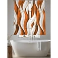 thumbnail image 5 of Burnt Orange White Moire Sheer Curtains 63 Inch Length 2 Panels Set, Modern Abstract Art Voile Window Treatment Rod Pocket Curtains Sheers Drapes for Bedroom/Living Room/Kitchen 52x"63"x2, 5 of 7