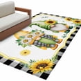 thumbnail image 2 of Summer Dwarfs Washable Area Rugs 2.7'x5', Yellow Sunflower Daisy Black Plaid Field Low Pile Throw Living Room Rug Non-Slip Sturdy Edge Binding Carpet for Indoor Entryway Bedside Kitchen, 2 of 9