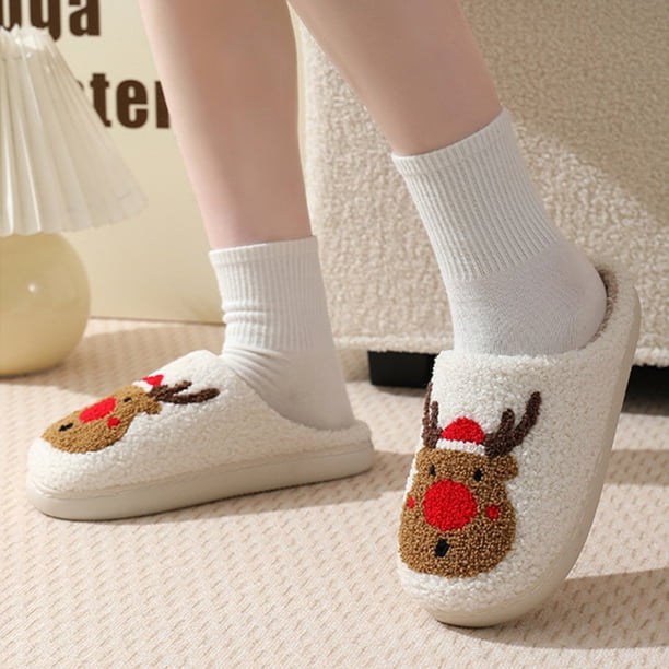Zapatillas de ciervos de Navidad, zapatillas cálidas para interiores, zapatillas de dormitorio para mujeres y hombres para invierno Wdftyju Tenis De Mujer Tenis De Hombre