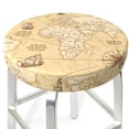 thumbnail image 3 of Kll World Map Round Bar Chair Cushion Cover 14 Inch,Bar Stool Protector With Elastic, Soft Washable, 3 of 7