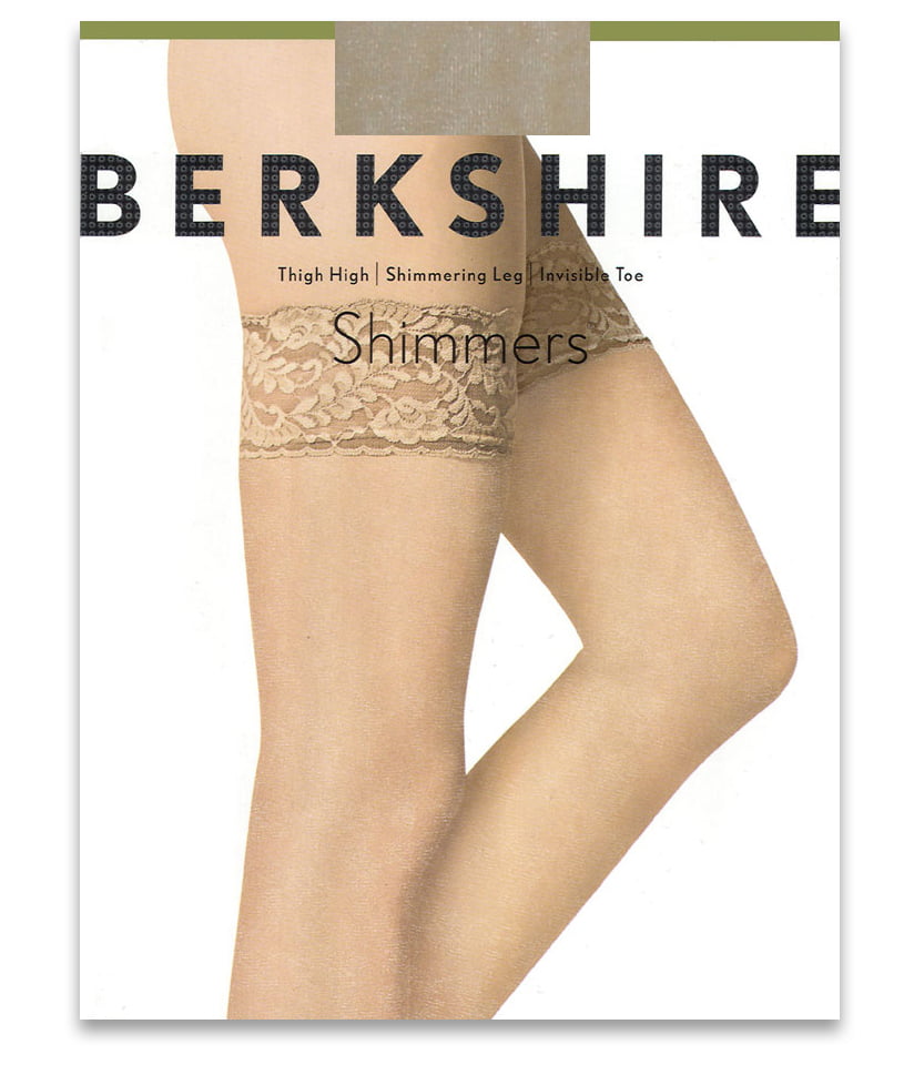 Berkshire Womens Plus-Size Shimmers Ultra Sheer Lace Top Thigh High Stockings 1340
