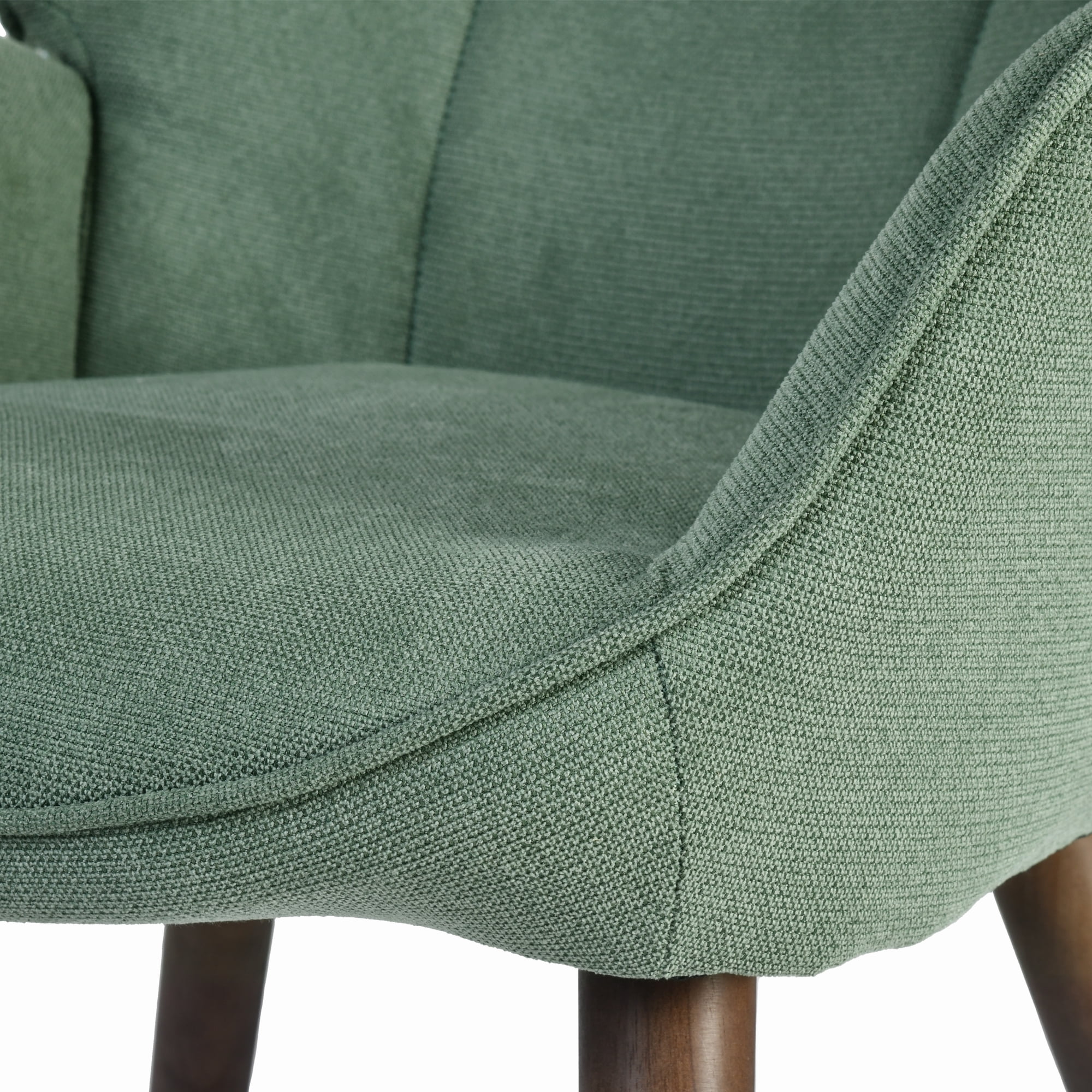 Homy Casa Green Accent Chair, High Back Upholstered Armchair with Walnut Legs for Bedroom