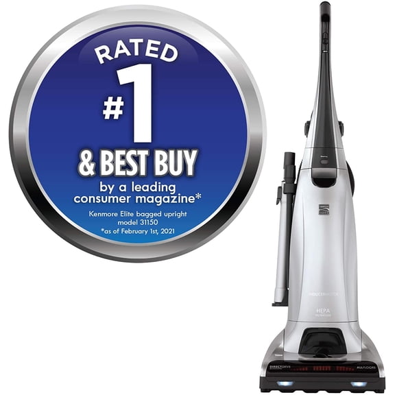 Kenmore Elite 31150 Beltless Pet Friendly Bagged Upright Vacuum, 22.62lbs - Silver