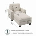 thumbnail image 3 of Bush Furniture's Stockton Chaise Lounge w/ Arms Light Beige, 3 of 9
