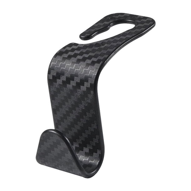 Ganchos traseros para asiento de coche, ganchos de almacenamiento para coche, ganchos para reposacabezas, 8 piezas, fibra de carbono negra