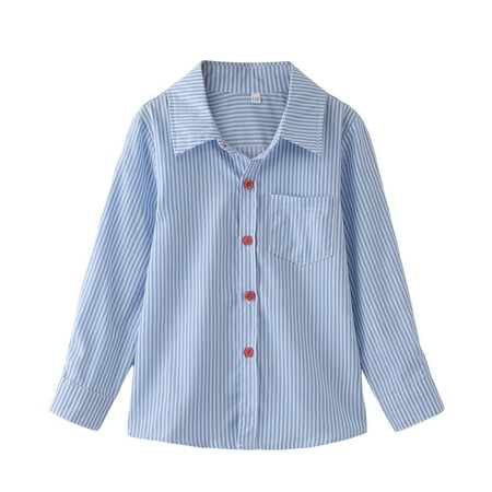 

XNHOU Toddler Fall Clothes Boy Girl Jacket Button Down Long Sleeve Plaid Stripe Children Casaul Crew Neck Lapel Autumn Winter Clothes 4-5 Years