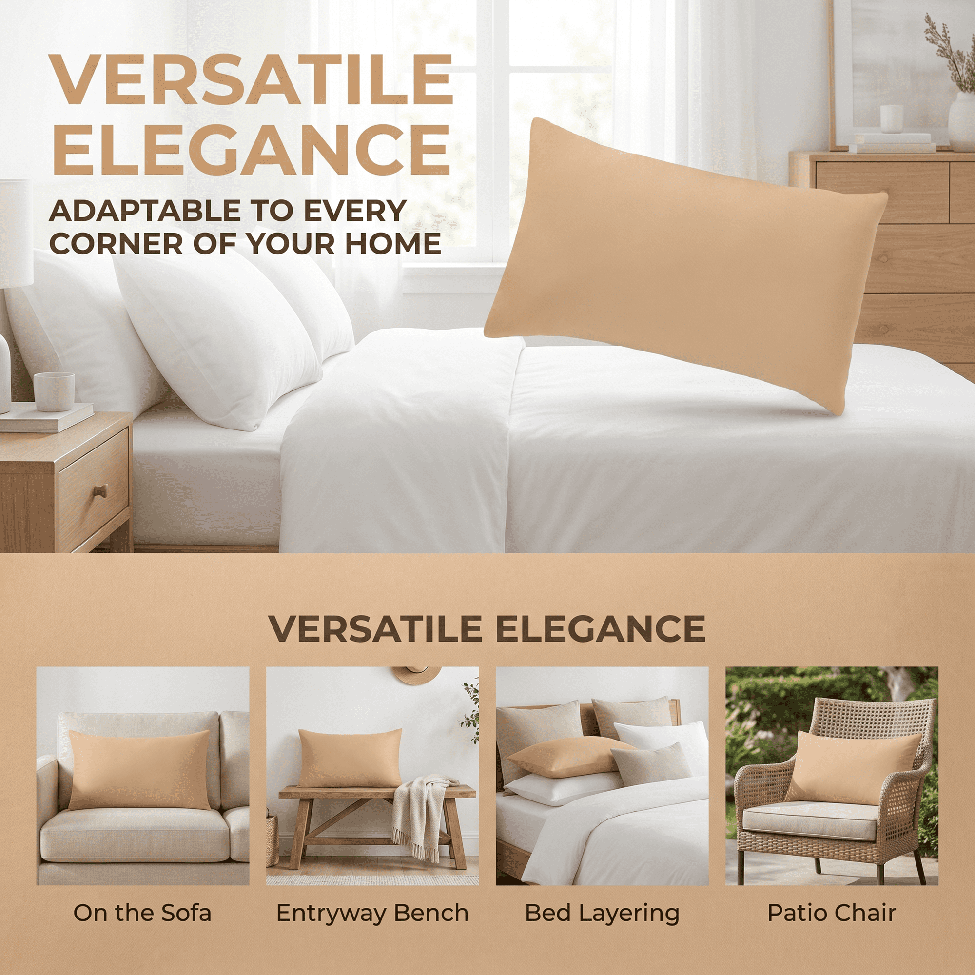 Unique Bargains 2 Pcs Cotton Pillowcase Envelope Closure Wrinkle Resistant Khaki