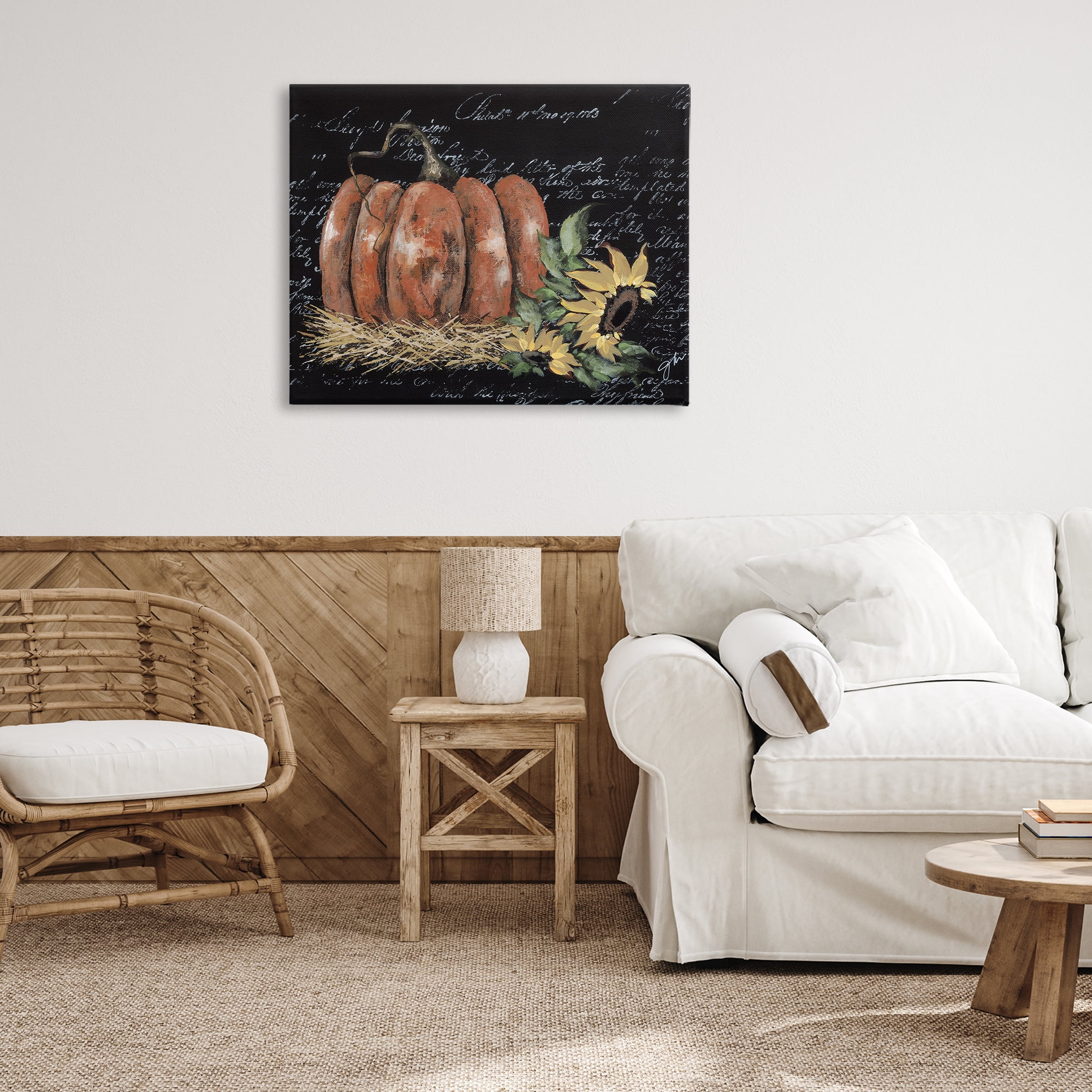 Stupell Industries Autumn Country Pumpkin Botanical & Floral Painting Gallery Wrapped Canvas Art Print Wall Art, 40 x 30