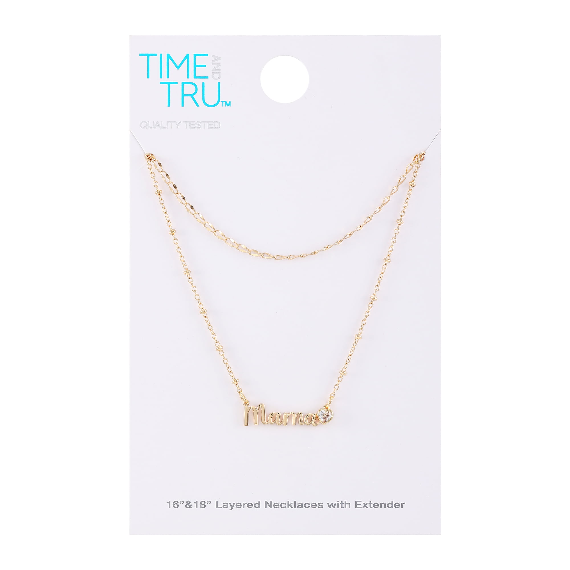 Time and Tru Women's Gold Tone Mama Layered Necklace Set, 2-Piece