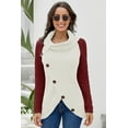 thumbnail image 3 of Pulls Femmes Chauds Asymétriques Tricotés Col Roulé Unis Enveloppants Manches Longues Hauts Décontractés, 3 of 5