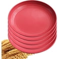 thumbnail image 1 of 5Pcs Dinner Plates Wheats Straw Plates Set Unbreakable Reusable,Lightweight,Smooth Edge Plate Dishwasher & Microwave Safe (Red,8 inch), 1 of 8