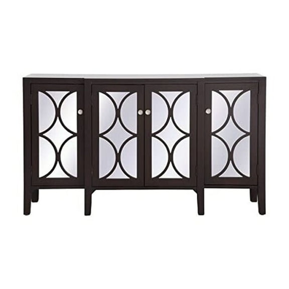 Elegant Decor Modern 4 Door 60" Accent Sideboard in Hand Painted Dark Walnut