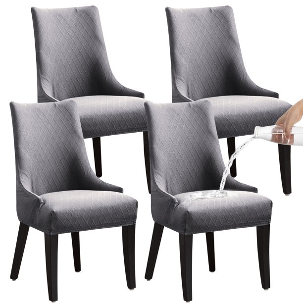FUNDA PARA SILLA RETRÁCTIL IMPERMEABLE LINGUISTIC 4 PIEZAS - GRIS CLARO, funda para silla universal, moderna y duradera, adecuada para el hogar, hotel, restaurante, banquete y cocina
