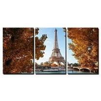 wall26 - Seine in Paris Eiffel Tower - Canvas Art Wall Art - 16"x24"x3 Panels