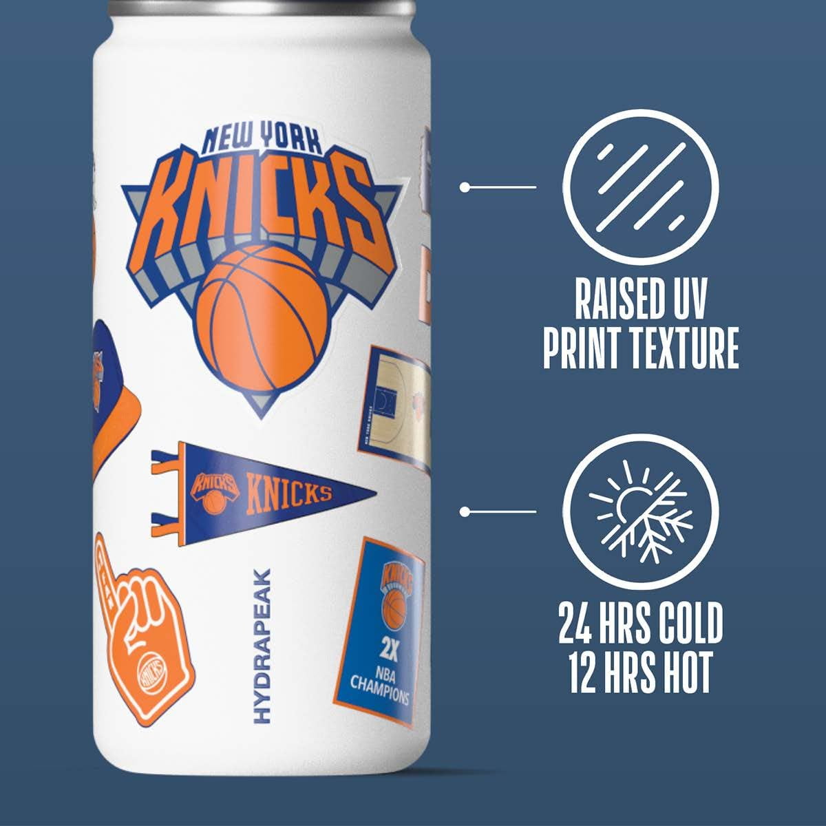 Hydrapeak x NBA Officially Licensed New York Knicks 20 oz Active Water Bottle with Straw Lid and Handle Reusable Stainless Steel Double Wall Insulated Sports Gift for Kids/Adults
