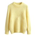 thumbnail image 3 of Womens Lightweight Sweaters Crew Neck Long Sleeve Ribbed Knit Tops Casual Loose Fit Sweater Dressy Business Fall Outfits Soft Jumper Sweaters Womens Fashion Clothing(Yellow,S), 3 of 8