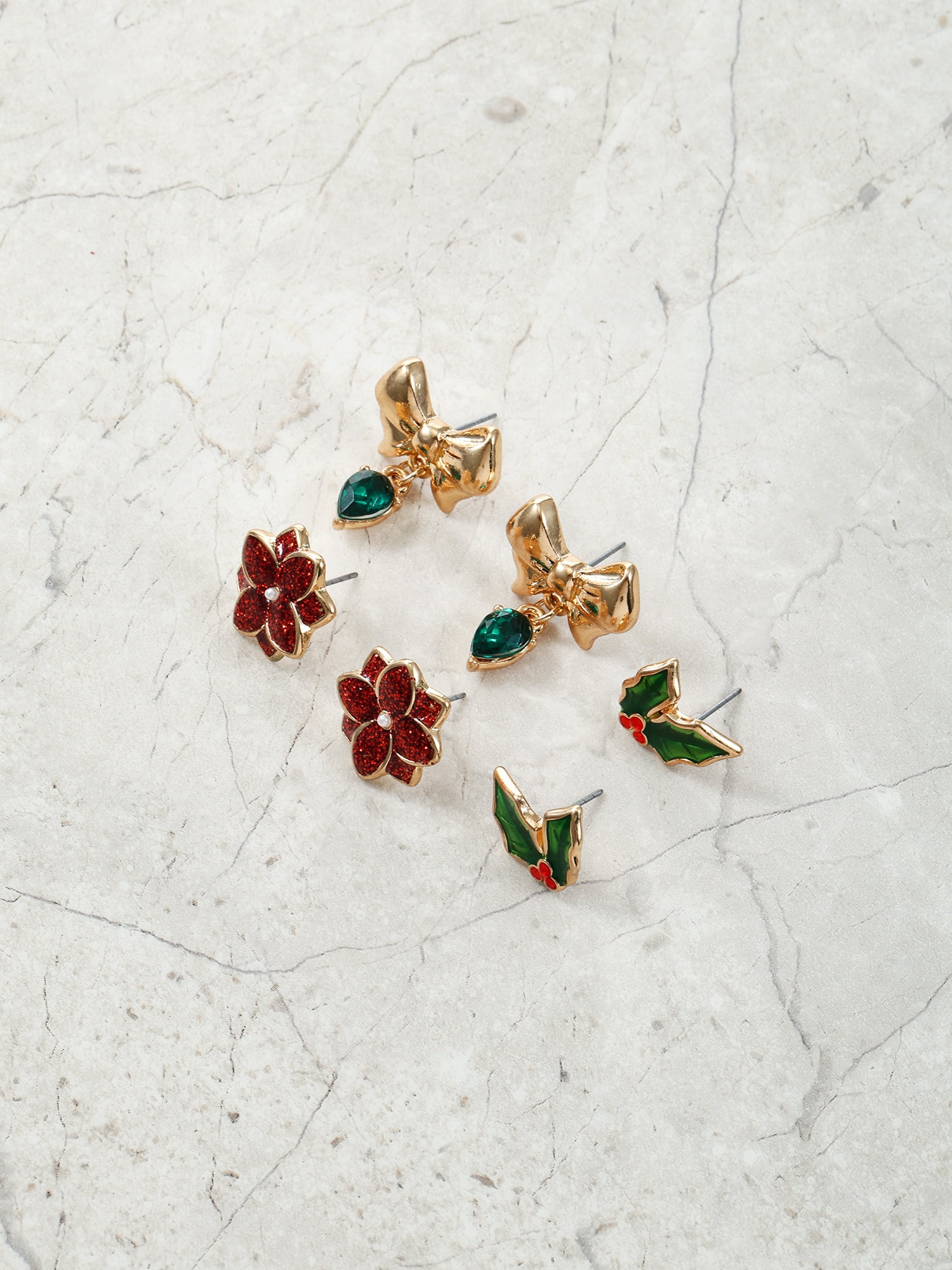 Holiday Time Stud Earring Set, 3 Pairs