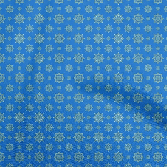 oneOone Cotton Poplin Twill Blue Fabric Asian Ornamental Dress Material Fabric Print Fabric By The Yard 56 Inch Wide