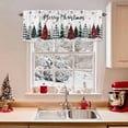 thumbnail image 2 of Merry Christmas Valances for Windows, 54 x 18in, Red Black Plaid Christmas Green Tree Snowflakes Rod Pocket Kitchen Valance Curtain Light Filtering Window Treatments for Living Room Bedroom, 1 Panel, 2 of 7