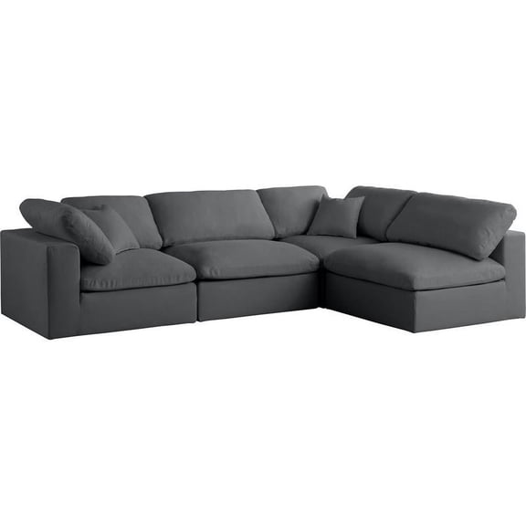 Meridian Furniture Plush Grey Velvet Standard Modular Sectional