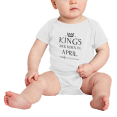 thumbnail image 2 of Kings Are Born In April Funny Baby Clothing Bodysuits Boy Girl Unisex, 2 of 5