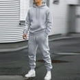 thumbnail image 3 of Nokdvo Jogging Suits 2 Piece Set for Men Long Sleeve Sets with Pockets Solid Color Hoodies and Sweatpants Sets Casual Jogging Athletic Training Outdoor Outfits,Light Gray 2XL, 3 of 3