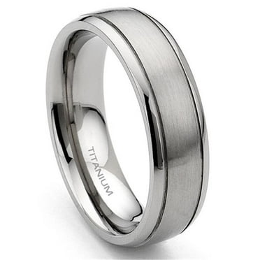Andrea Jewelers Titanium 7mm Grooved Wedding Band Ring Sz 8.0