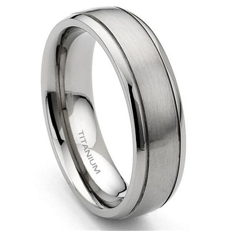 Andrea Jewelers Titanium 7mm Grooved Wedding Band Ring Sz 9.5