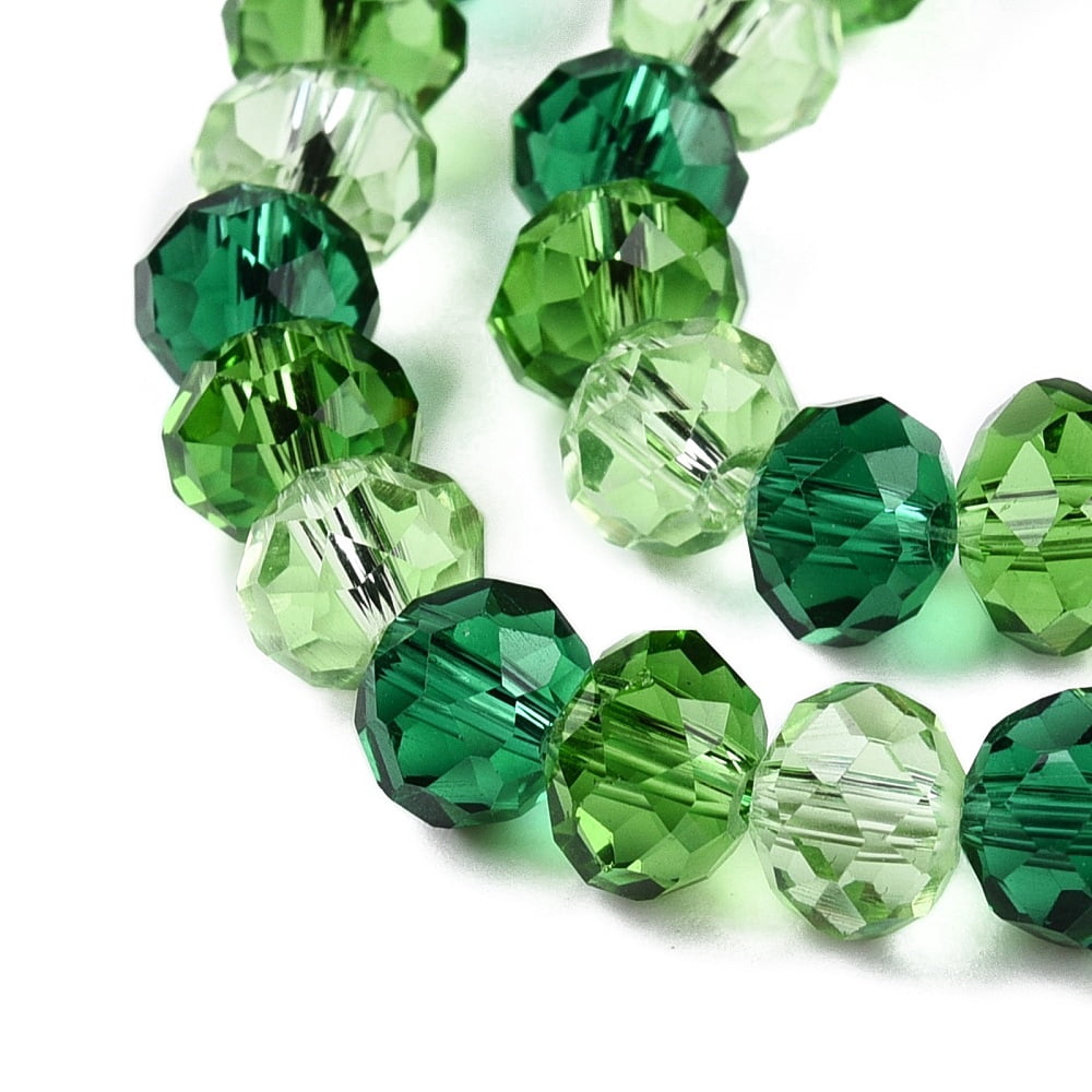 Transparent Glass Beads Strands Faceted Rondelle Lime Green 8x6.5mm Hole: 1mm 64~66pcs/strand 15.55~16.8''(39.5~42cm) diy