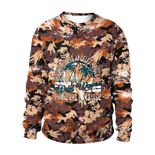 Sudaderas de cuello redondo de gran tamaño para hombre, jersey de manga larga con estampado de cubierta completa 3D, Top de moda, ropa de calle informal, otoño