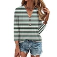thumbnail image 5 of Trendy Graphic Tees for Women 2024 Plus Size Button Down V Neck 3/4 Sleeve Tunic Tops Cotton Summer Loose Casual Shirts S-4XL, Green, XXL, 5 of 5