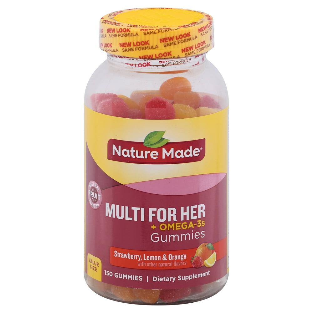 NATURE MADE Multi For Her+ Omega3s, Gummies Strawberry, Lemon & Orange