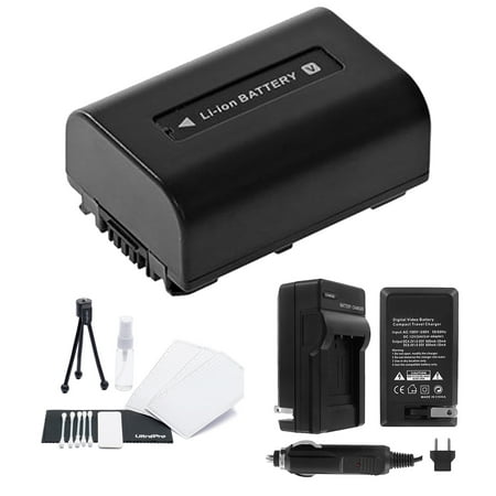 NP-FV30 High-Capacity Replacement Battery with Rapid Travel Charger for Select Sony Digital Cameras. UltraPro Bundle Includes: Camera Cleaning Kit, Camera Screen Protector, Mini Travel (Best Travel Battery Charger)