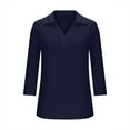 thumbnail image 6 of Lmueinov Womens Tops 3/4 Length Sleeve Shirts with Collar V Neck Business Casual Work Tunic Blouses Basic Tees 2025 Fall Outfits, 6 of 7