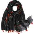 thumbnail image 1 of HSHDLDF Foulard Boho pour Femmes Légère à Imprimé Floral Foulard Automne Hiver Mode Châle à Franges, 1 of 5