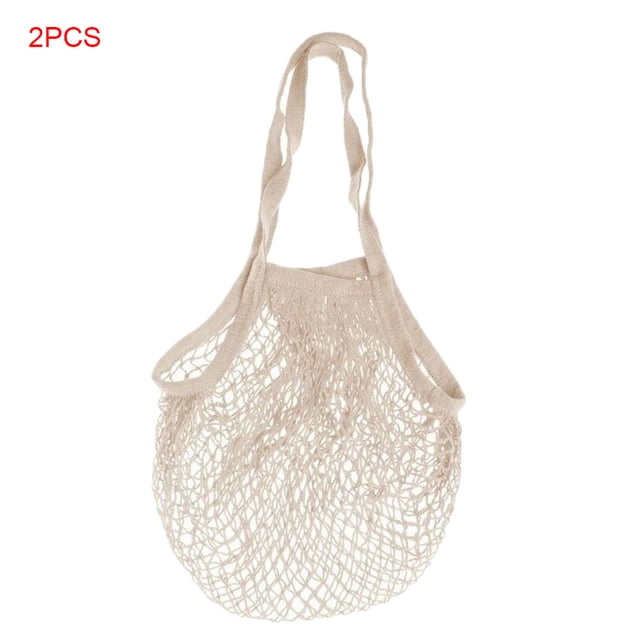 2 Pieces Mesh Bag String Shopping shopping bag mesh Bag Long Strap Handbag Reusable Fruit Storage Handbag Totes Net Bag