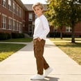thumbnail image 6 of Boys Stretch Cargo Pants Elastic Waist Casual Regular Fit Straight Leg Kids Hiking Pants Brown 6-14, 6 of 8
