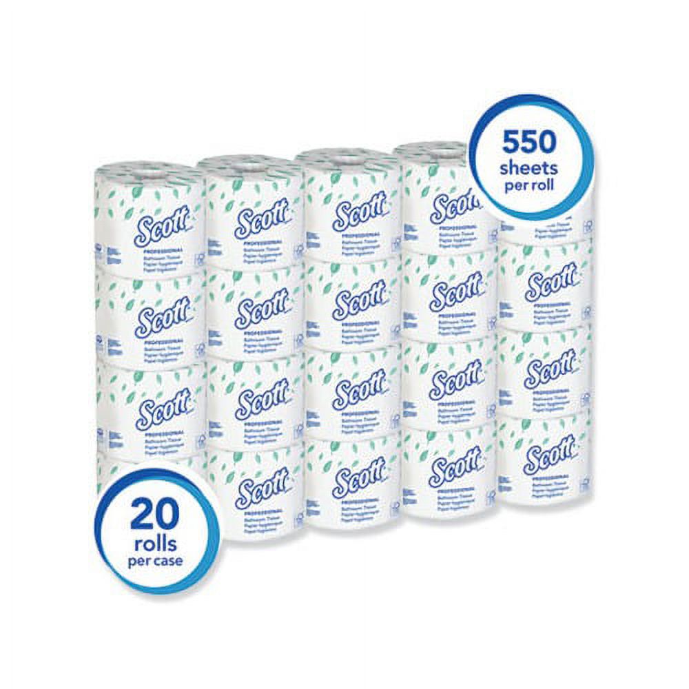 Scott Containers Essential Standard Roll Bathroom Paper Tissue Traditional, Septic Safe, 2 Ply, White, 550 Sheets/Roll, 20 Rolls/Carton - image 2 of 7
