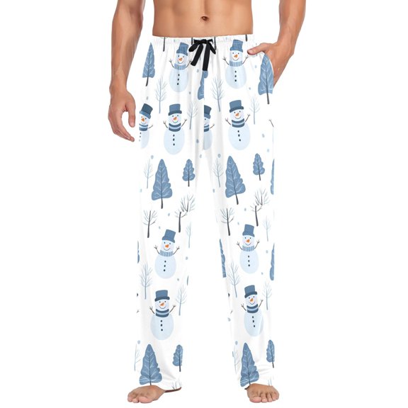 FORMRS Mens Pajama Pants with Pockets Sleepwear Lounge Bottoms Sizes S-2XL, White Snowman