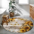 thumbnail image 3 of Round Rug 3.3Ft Washable Non-Slip, Farmhouse Sunflower Circle Area Rugs for Living Room Bedroom, Vintage Daisy Butterflies Rustic Wood Indoor Floor Mats Carpet Runner for Home Decor Aesthetic, 3 of 8