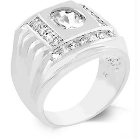 Mens CZ Square Ring, Size : 14