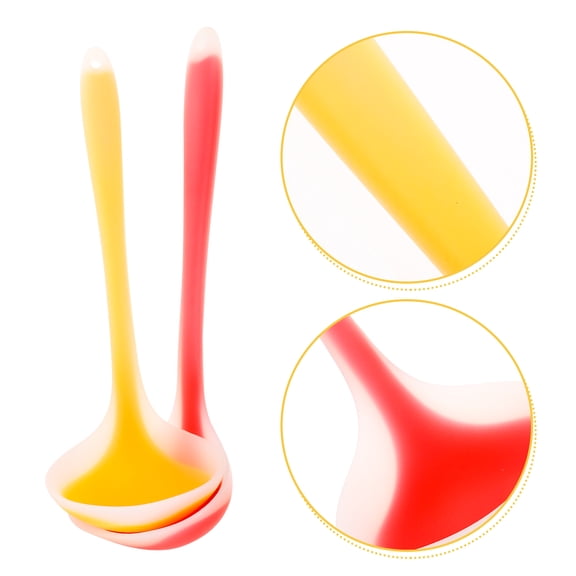 CIMAXIC 2Pcs Silicone Soup Ladles with Soft Head and Anti Slip Handle