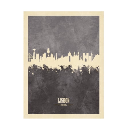Michael Tompsett 'Lisbon Portugal Skyline Gray' Canvas Art