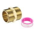 thumbnail image 1 of Uxcell Brass Pipe Fitting, 1" BSP Male x 1" BS Male Thread Connector Brass Hex Nipple Pipe Fitting Adapter for Gas Water Refrigeration System Conversion, 1 of 7