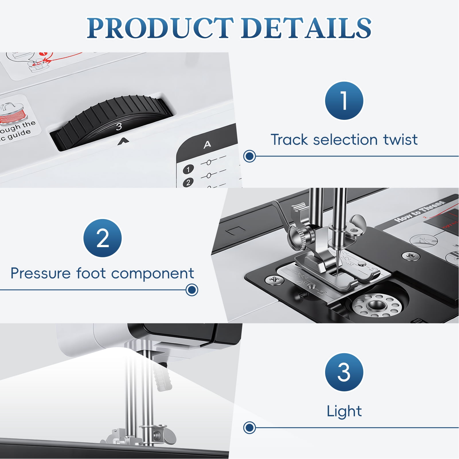 Thehsnt Portable Sewing Machine – 38 Stitches, 2 Speeds, LED Light for Beginners & Home Use