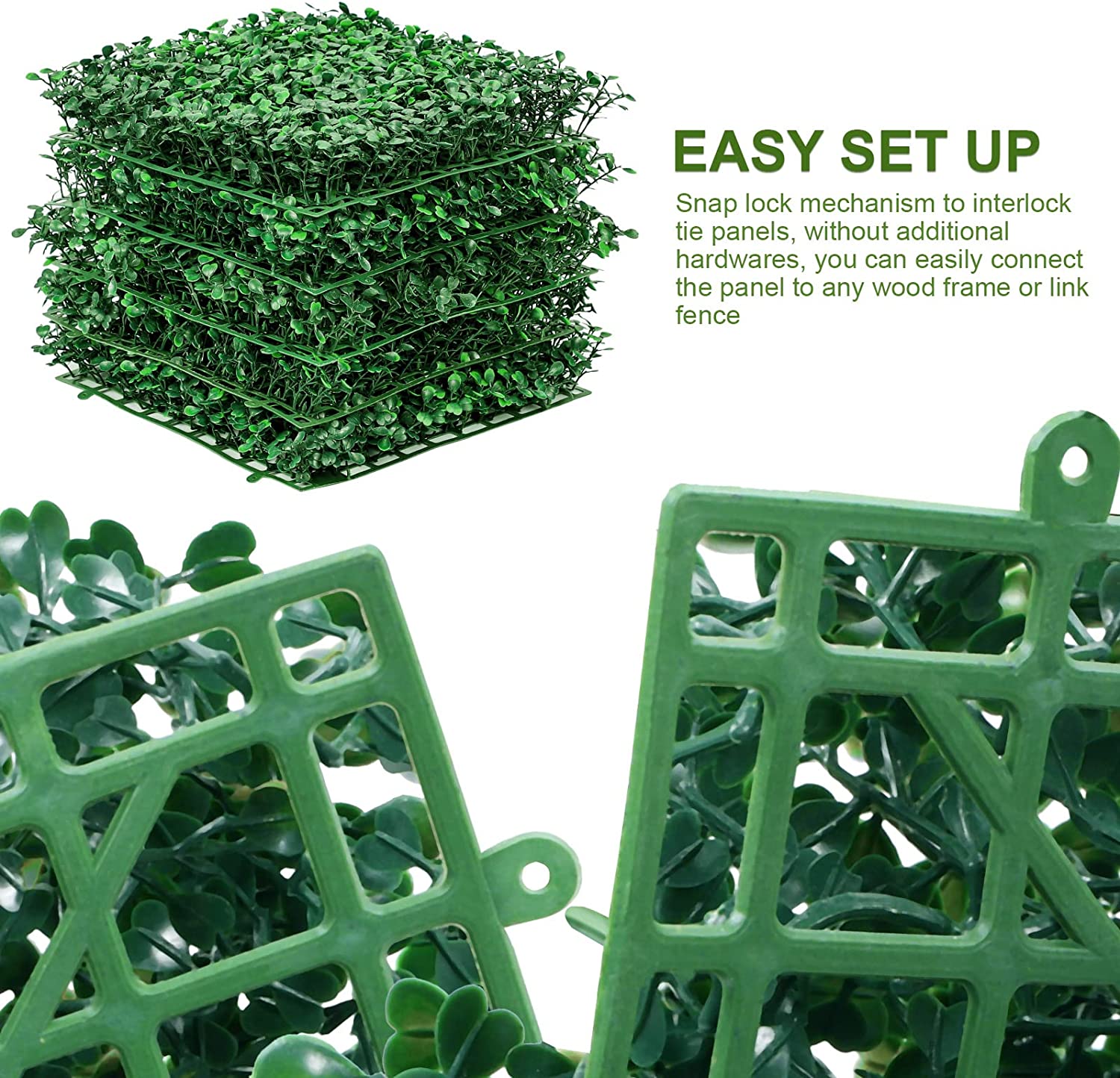 4-Layer Grass Wall Panels, 10"x 10"(10pcs) Artificial Green Wall Panel Backdrop Greenery Wall with 100 Zip Ties