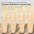thumbnail image 2 of LAVANE 18 inch / 45cm Wooden Furniture Legs, Set of 4 Solid Wood Carved Geometry Unfinished Replacement Bun Feet with Mounting Plate & Screws for Sofa Cabinet Couch Table TV Stand, 2 of 7