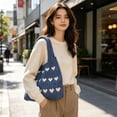 thumbnail image 4 of BZPIZ Knitted Heart-Patterned Tote Bag for Women, Large Beach Bag Shoulder Bag for Work School Beach Travel and Shopping Grocery, Gift for Women Men, 4 of 6