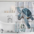 thumbnail image 2 of Ocean Sea Turtle Blue Shower Curtain Set - 48" x 72" Washable Bathtub Curtain with 12 Hooks, Summer Coastal Seaweed Wooden Grain Waterproof Fabric Stall Shower Curtains for Bathroom/Bathtub Décor, 2 of 6